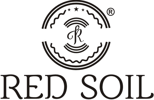 Black logo of 'Red Soil' with a stylized design on a white background